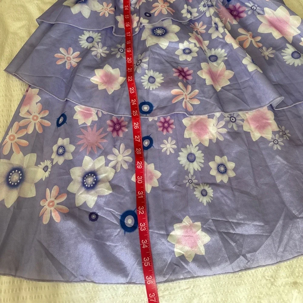 Unbranded Encanto Isabela Inspired Dress Purple Floral Ruffle Girls Size 7-8